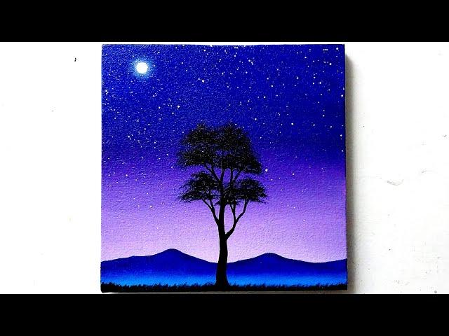 Easy Acrylic Painting Night Scenery