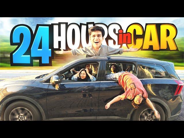 SURVIVING 24 HOURS IN CAR CHALLENGE !!