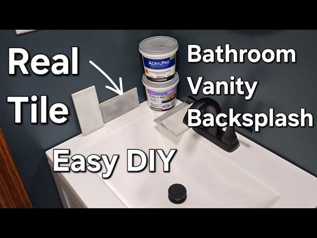 How To Tile Backsplash Bathroom Vanity Sink Easy Beginner DIY