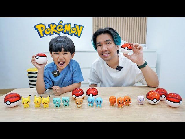 Kyo dan Mpah Bermain Mainan Pokemon Face Off Figures