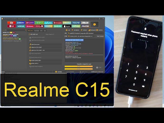 Realme C15 RMX2195 qualcomm editon password and frp via unlocktool 1 click