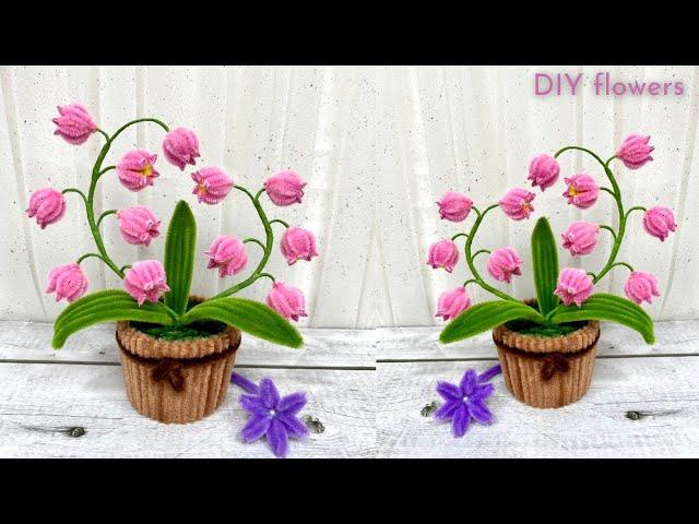 DIY / How to make beautiful Linh Lan flower pots / Cách làm chậu hoa Linh Lan Hồng từ kẽm nhung