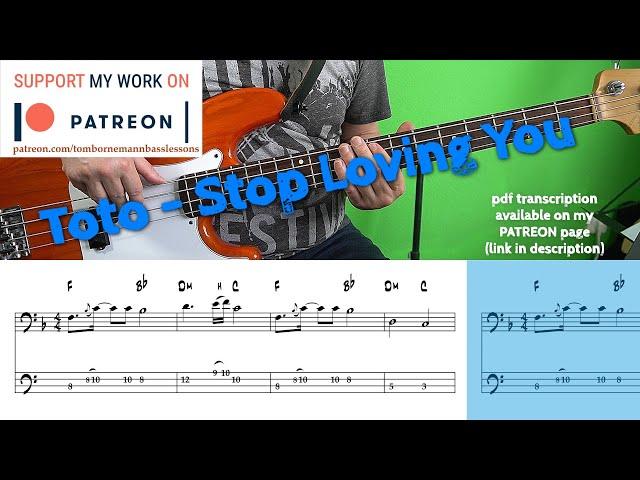 Toto - Stop Loving You (Bass cover with tabs)