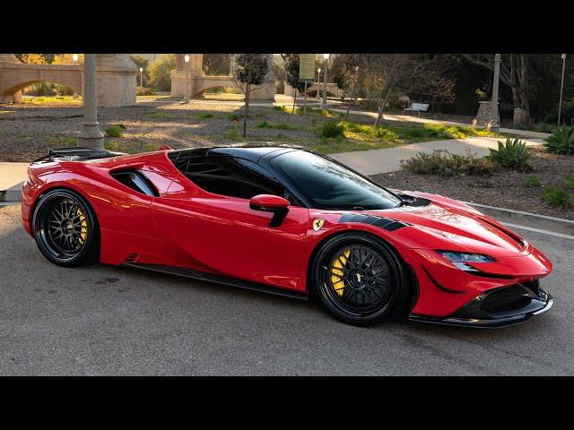 Wow! Rosso Ferrari SF90 Spider Full Carbon Fiber Body Kit & BBS LM's.