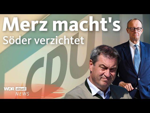 Friedrich Merz wird Kanzlerkandidat von CDU und CSU: Markus Söder zieht zurück | WDR aktuell