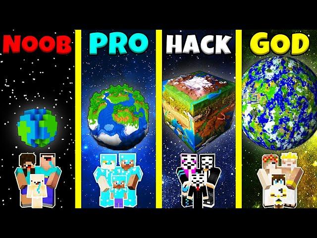 Minecraft Battle: NOOB vs PRO vs HACKER vs GOD: INSIDE EARTH BASE HOUSE BUILD CHALLENGE / Animation