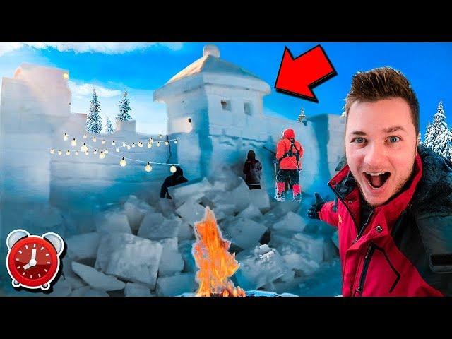 BILLIONAIRE SNOW FORT IGLOO! 24 Hour Challenge - Secret Tunnels & Underground ️