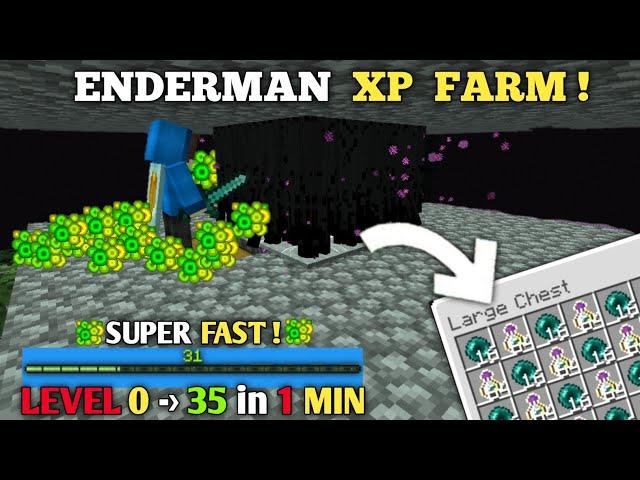 SUPER FAST Enderman XP Farm Tutorial in Minecraft Bedrock | 35+ levels in 1 MINUTE!