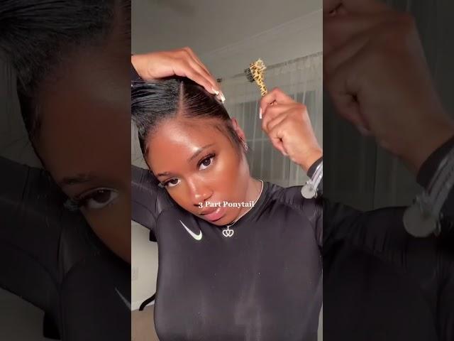 SLICK PONYTAIL 3 PART STYLE $10 HAIR|| niyellej