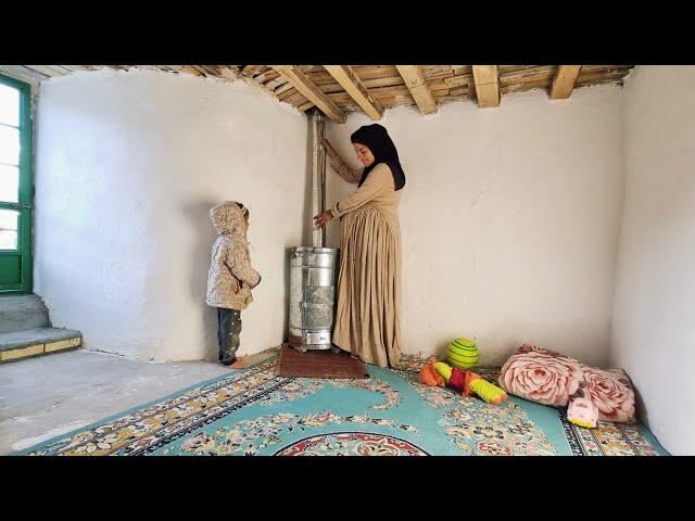 Installing a wood heater: Mother Zari's cozy warm shelter with operator support