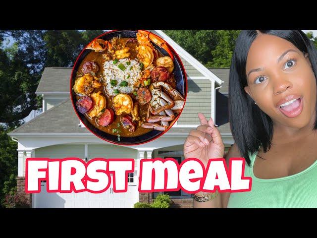 FIRST MEAL IN THE NEW HOUSE|| MAKING SEAFOOD GUMBO FOR THE FIRST TIME!!