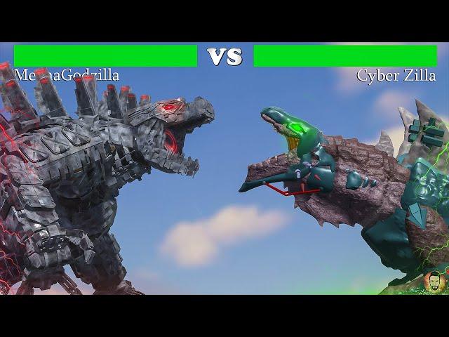 Mechagodzilla vs Cyber Zilla Fight With Healthbars - Roblox