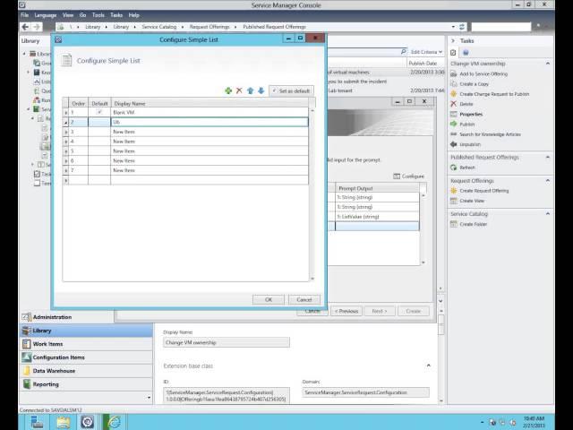 Example VM creation using System Center