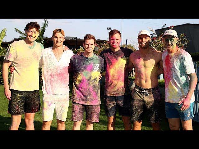 Aussie squad joins in colourful Holi festival celebration | India v Australia 2023