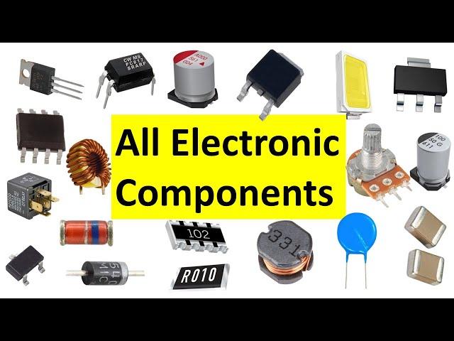 All electronic components names, pictures and symbols