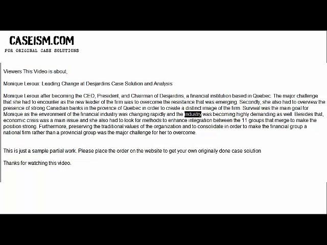 Monique Leroux: Leading Change at Desjardins Case Solution & Analysis- Caseism.com