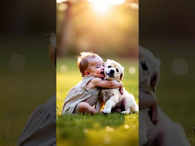 Cute puppy with baby ️ #cutepuppy #puppylife #dogfriendly #germandog #dogvlogs #puppy #tranding