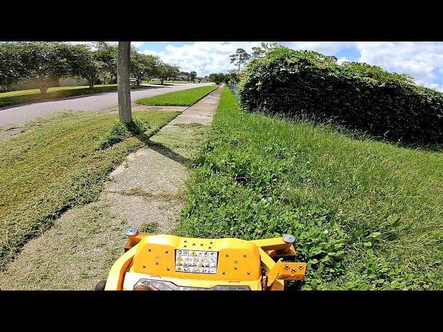 Cub Cadet Full Throttle mows a tall wet yard in real time!