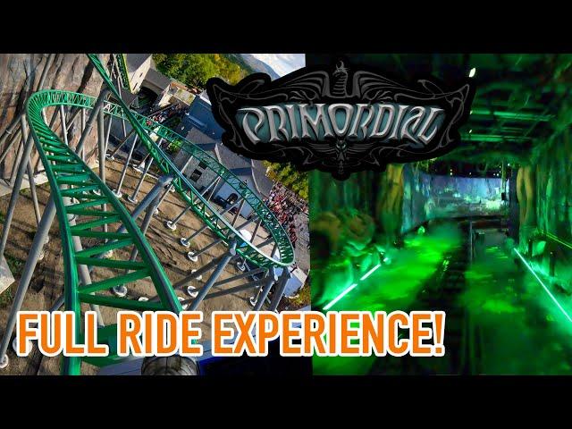 Primordial Front Row POV | Lagoon's Immersive New for 2023 Roller Coaster