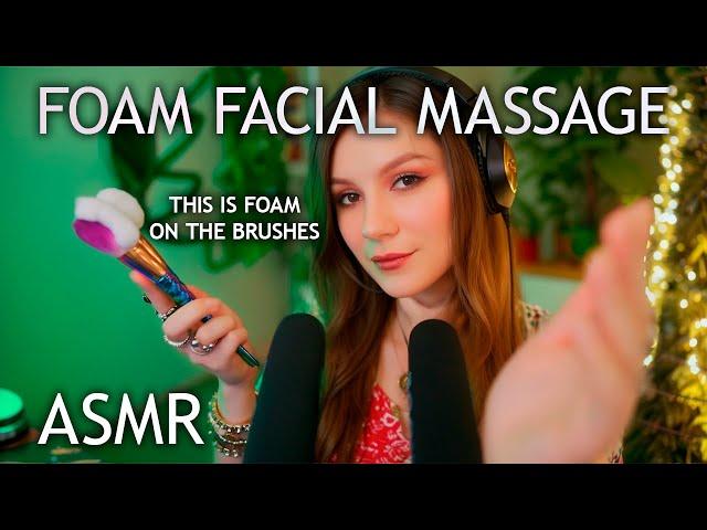 ASMR Face Massage - Brushes and Foam  No Talking, Birds in the background