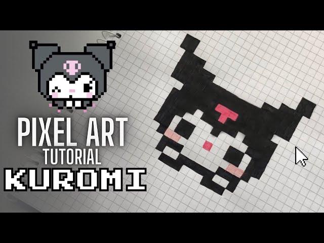 Drawing KUROMI from Sanrio in Pixel Art  | Step-by-Step Tutorial in My Notebook! 