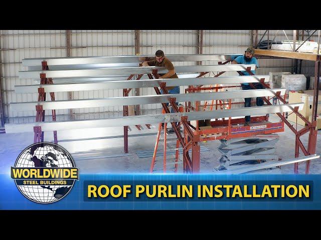 Steel Building Roof Purlin Install - How To DIY Steel Building