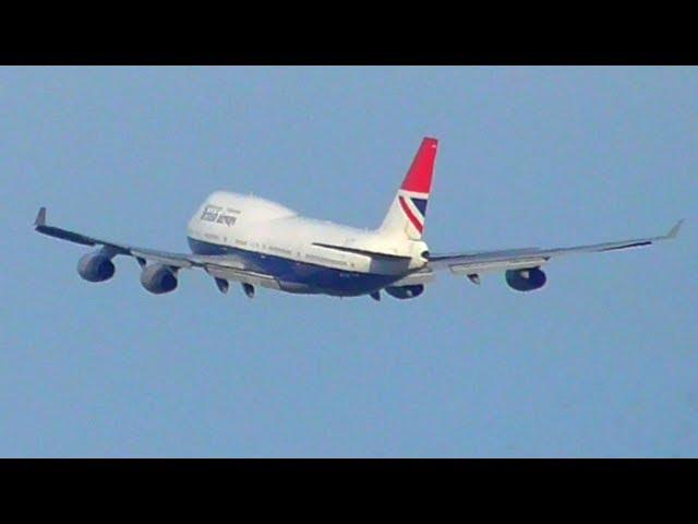 British Airways Boeing 747-400 Negus Retro Livery Low Takeoff at London Heathrow Airport - 24/08/19