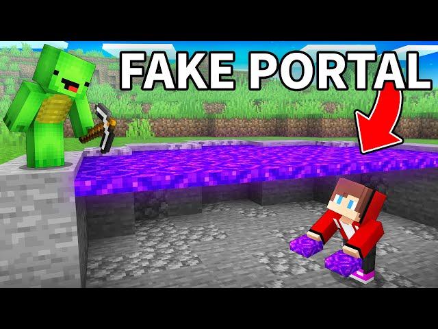 How JJ Use FAKE PORTAL To Prank Mikey in Minecraft (Maizen)