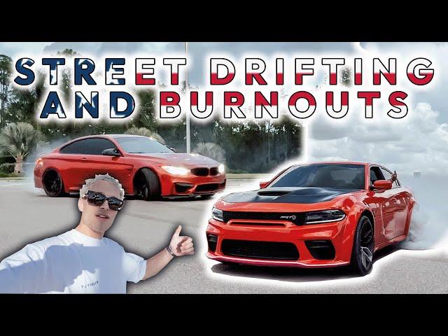 CRAZY STREET Drifting in Florida - BMW M4 & Dodge Charger Hellcat  - RIP Tires! - OG Schaefchen