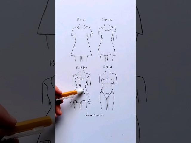 How to draw a dressWhich level can  you draw?!#artwork #drawing #fashion #style #painting #artist