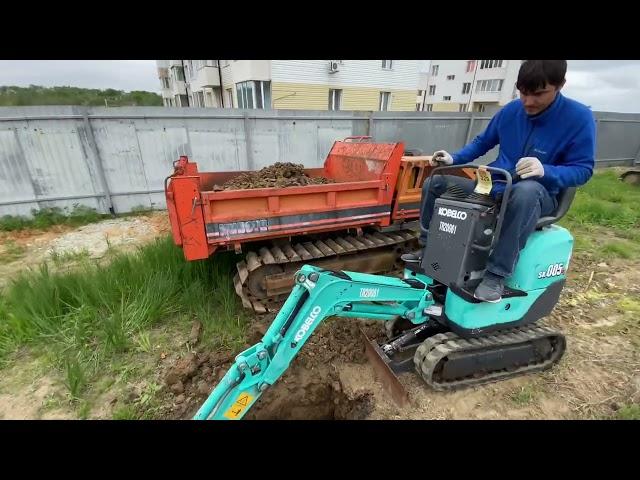 Копаем на малыше весом 500кг!!! Kobelco SK005-3 コベルコ ミニユンボ  のご紹介！ミニ油圧ショベル