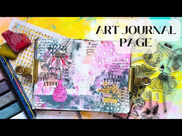 Mixed Media and Stencils - an Art Journal Page