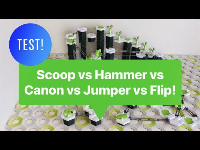 Gravitrax Test: Scoop vs Hammer vs Canon vs Jumper vs Flip! Who wins this test battle?