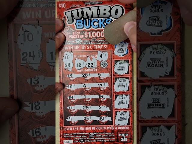 BIG ZEROS! JUMBO BUCKS PA LOTTERY 10$ TICKET WINNER #lottery #palottery #scratch #win #winner #viral