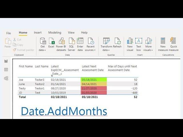 Use Date.AddMonths function to create a new Column of future Dates in Power BI - Power Query Editor