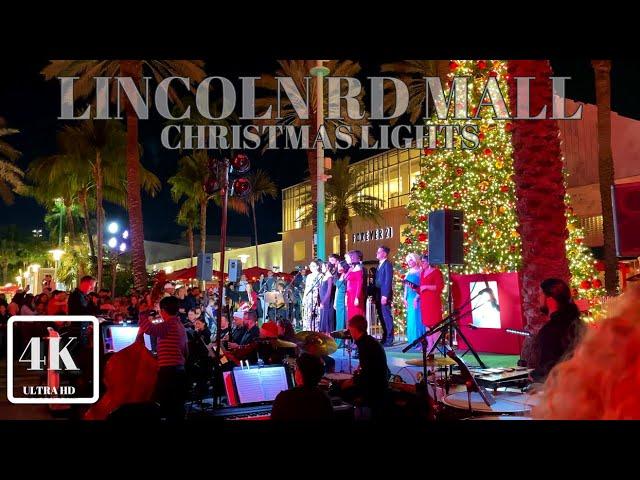 CHRISTMAS TREE LIGHTING AT LINCOLN ROAD MALL MIAMI BEACH 4K UHD 60 FPS FLORIDA USA