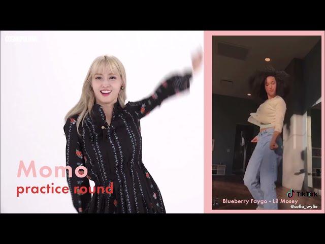 Momo learning the Blueberry Faygo Tik Tok Dance Challenge by watching it once (TWICE x Cosmopolitan)