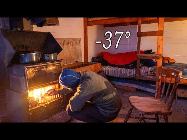 -37° Cozy Little Off-Grid Cabin | Coldest Day of the Year