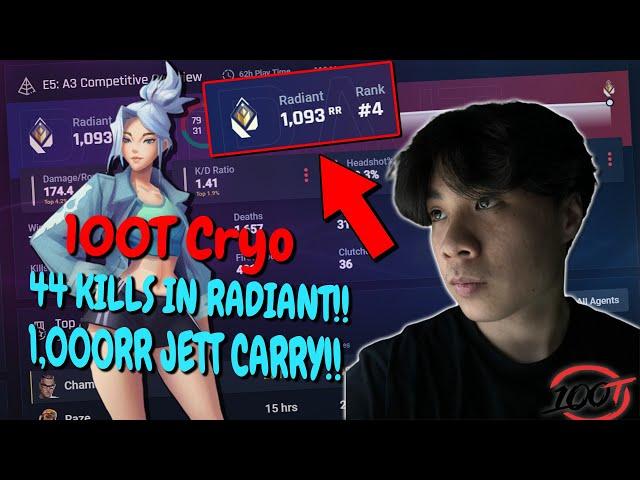 100T Cryo HARD CARRYING at 1,000RR as Jett!! *70% Win Rate??*