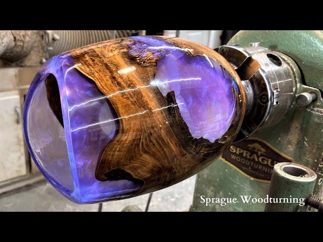 Woodturning - Maple Vase With Glitter Purple