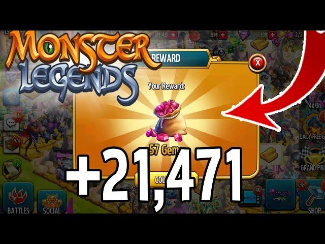 Monster Legends How To get 21,471 Gems  - Tricks - Xandrite Spellbound King atum