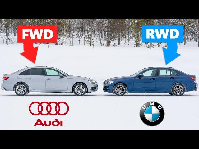 Audi FWD VS BMW RWD - The Ultimate Test on Snow! ️