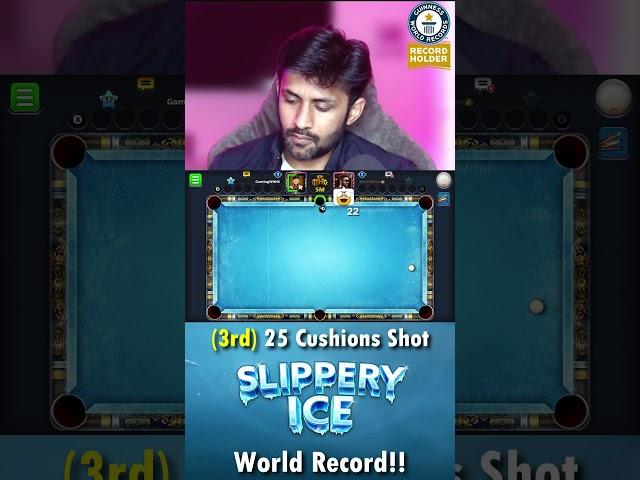 3rd Time World Record  25 CUSHIONS SHOT - Slippery Ice 8 Ball Pool GamingWithK #Shorts #GamingWithK