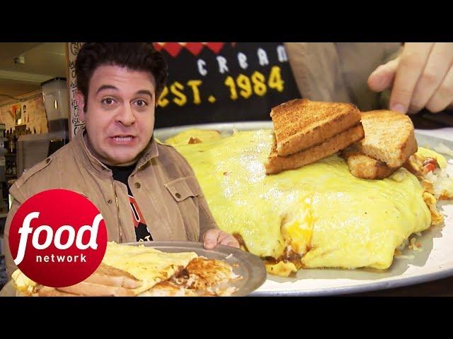 Adam Fights To Finish Enormous 12 Egg Omelette Challenge | Man v Food