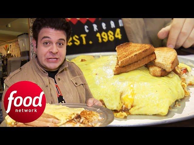 Adam Fights To Finish Enormous 12 Egg Omelette Challenge | Man v Food