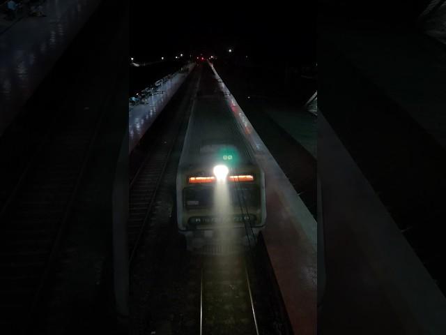 Icf Local Train  At Night Enter Platform  #railway #indianrailways #viral #trending #shorts #video