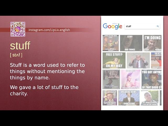 Stuff : B1 level english vocabulary lesson, www.LipLix.com