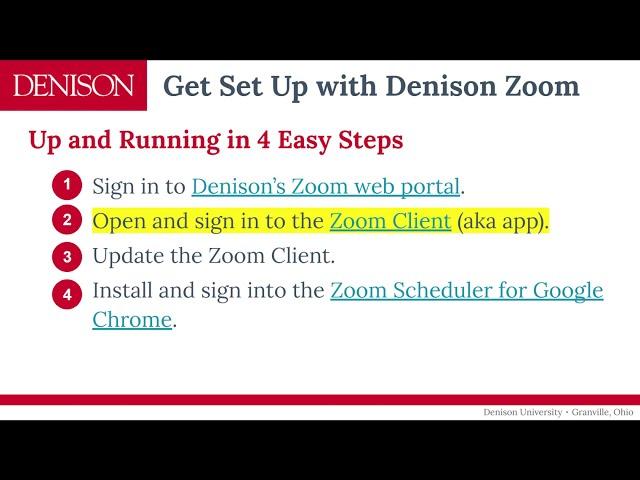 Denison Zoom - Opening and Signing into the Zoom Client