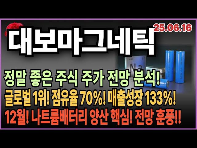 대보마그네틱 _ 글로벌1위 점유율 70% 나트륨배터리 훈풍 전망! 좋은주식 주가 전망 분석!