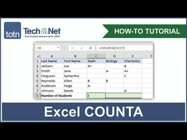 How to use the COUNTA function in Excel